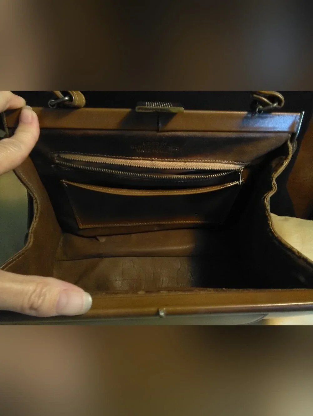 ANTIQUE LEATHER Tan Classic Structured Top-Handle HANDBAG (USA) READ DESCRIPTION